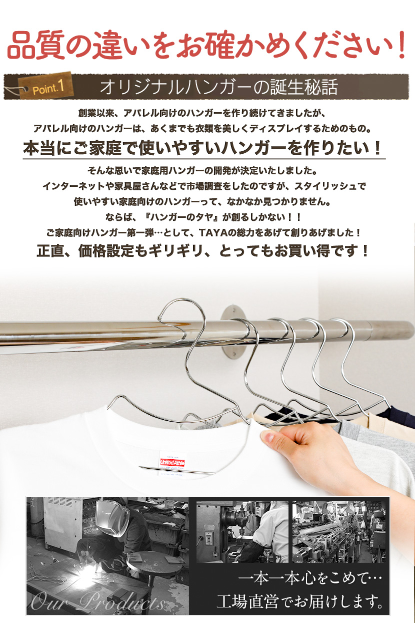 ハンガー Tシャツ用 タヤオリジナル メンズ用 Tシャツハンガー 肩凹付
