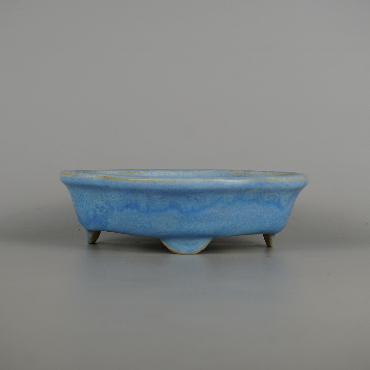 盆栽鉢 常滑 鴻陽 鴻陽陶園 銀杏印 小型 長辺 約 17.7cm 木瓜鉢 外縁
