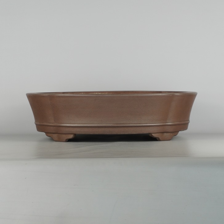 中古】 盆栽鉢 常滑 中野 裕士 大型 長辺 約 47cm 木瓜鉢 下帯 泥物