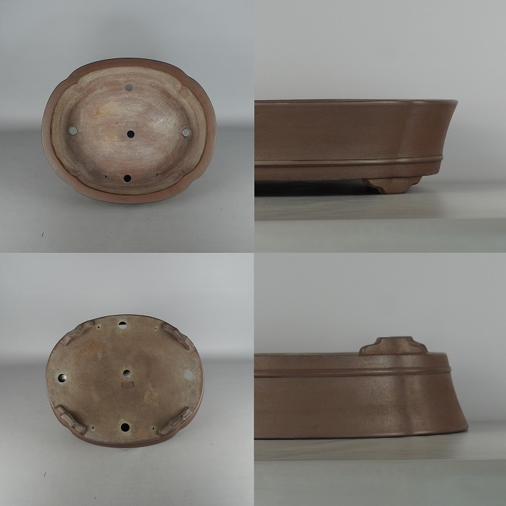 中古】 盆栽鉢 常滑 中野 裕士 大型 長辺 約 47cm 木瓜鉢 下帯 泥物