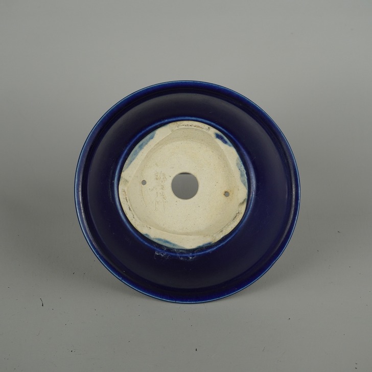 中古】盆栽鉢 碧祥 小型 長辺 約 13.3cm 丸鉢 釉薬 現品 中古鉢 : はニ