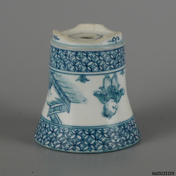 中古】盆栽鉢 ゆうき祥石 小鉢 長辺 約 7.1cm 丸鉢 唐子 風景 模様 箱