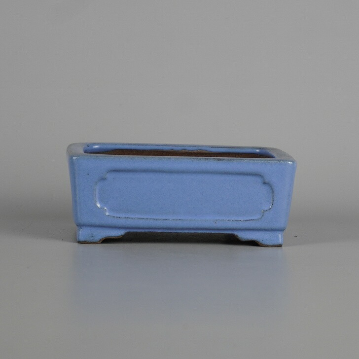 中古】盆栽鉢 常滑 柴勝 小型 長辺 約 11.1cm 長方鉢 窓入 釉薬 和鉢