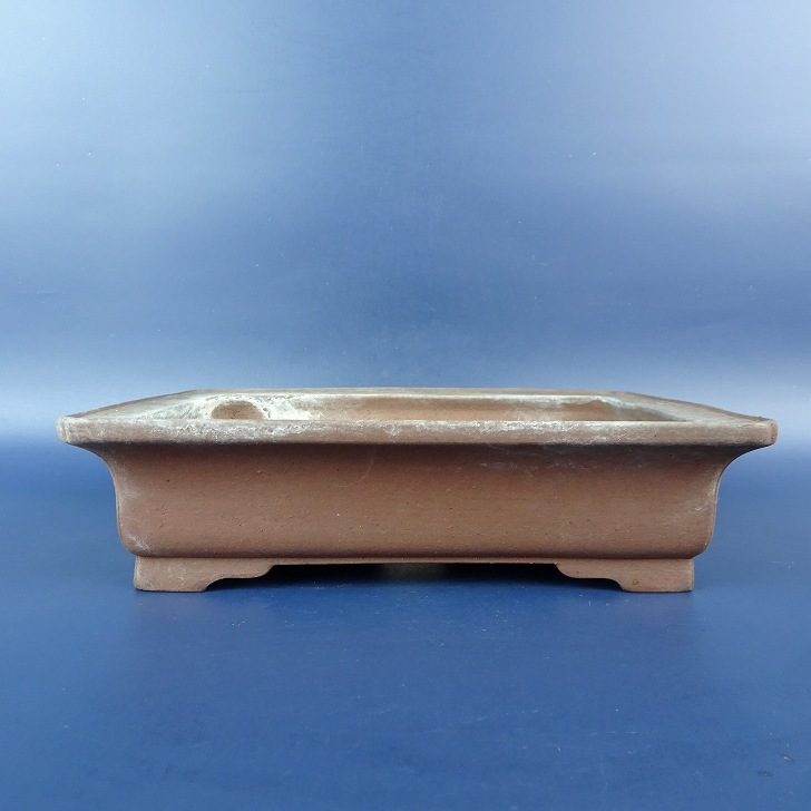 中古】盆栽鉢 柴勝 小型 長辺 約18.7cm 長方鉢 隅入 泥鉢 現品 中古鉢