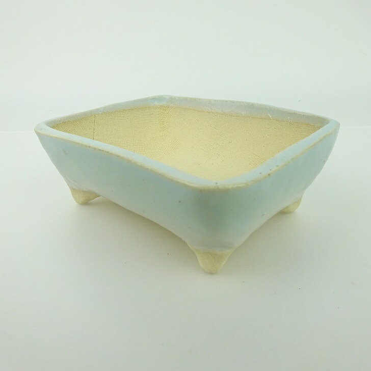 盆栽鉢 ゆうき祥石 小型 長辺 約 11.6cm 長方鉢 釉薬 現品 新品 : はニ