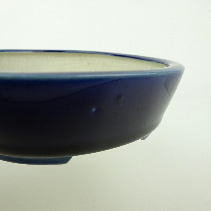 盆栽鉢 青香 小型 長辺 約14.5cm 楕円鉢 釉薬 現品 : はニわ株式会社