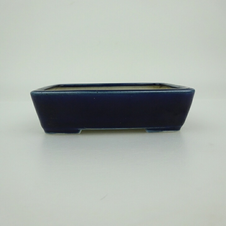 中古】 盆栽鉢 青香 小鉢 長辺 約 9.3cm 長方鉢 釉薬 現品 中古鉢 : は