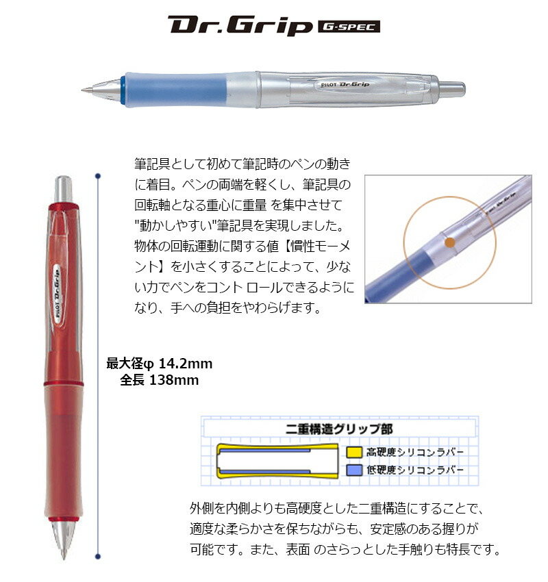 PILOT パイロット ドクターグリップ Gスペック 油性ボールペン 細字0.7mm : bdgs-60r : 印鑑と文具と雑貨のはんこキング -  通販 - Yahoo!ショッピング