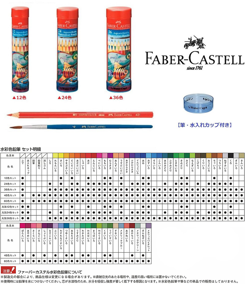 ファーバーカステル FABER-CASTELL 水彩色鉛筆 丸缶 12色セット TFC