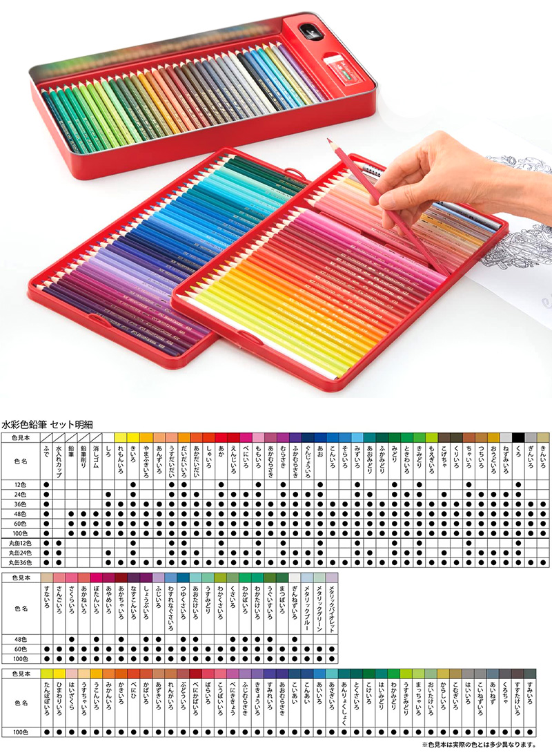 ファーバーカステル FABER-CASTELL 水彩色鉛筆 平缶 100色セット TFC