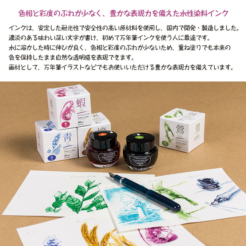 DYE COLOR 水性染料インクセット TACCIA タッチア すなおいろ・インク ボトルインク 水性染料40ml 全13