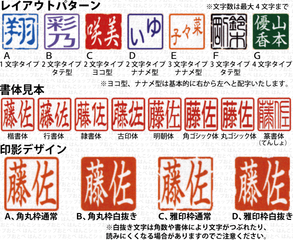 シャチハタプチらっかん印影見本