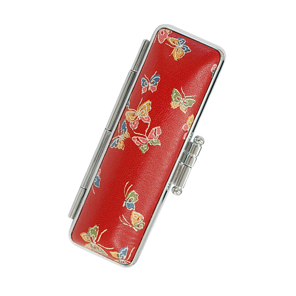印鑑ケース おしゃれ 朱肉付き 赤ローケツ 13.5mm 15.0mm 用(HK060