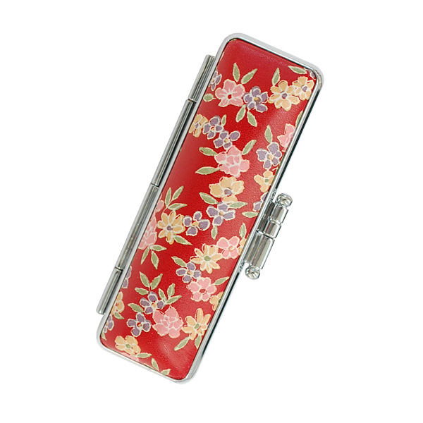 印鑑ケース おしゃれ 朱肉付き 赤ローケツ 13.5mm 15.0mm 用(HK060