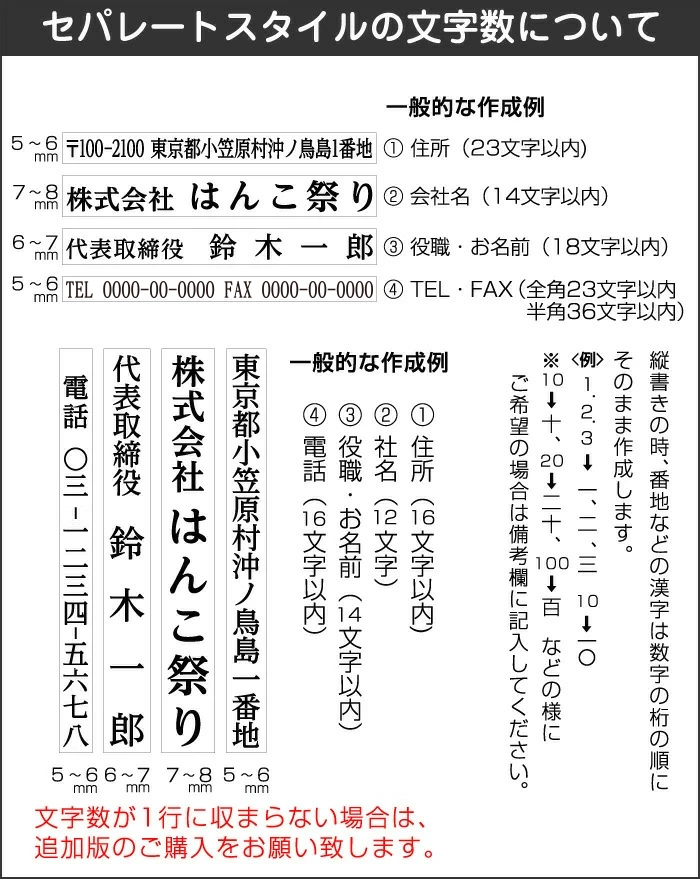 ゴム印 住所印 セパレートスタイル 4行合版 62×約29mm 組み合わせ 