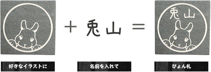 うさぎの表札 ウサギのタイル表札 うさぎずかん ぴょん札 ながしかく