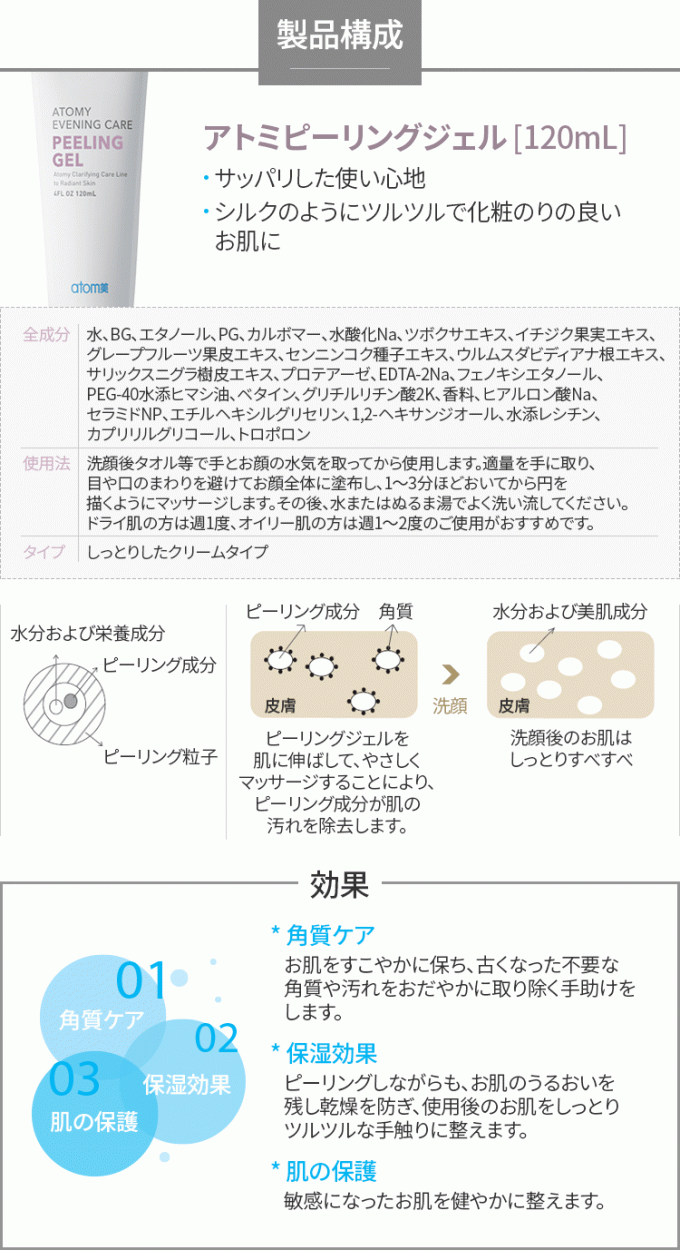 韓国コスメ メール便対応！[ATOM美/アトミ］アトミピーリングジェル