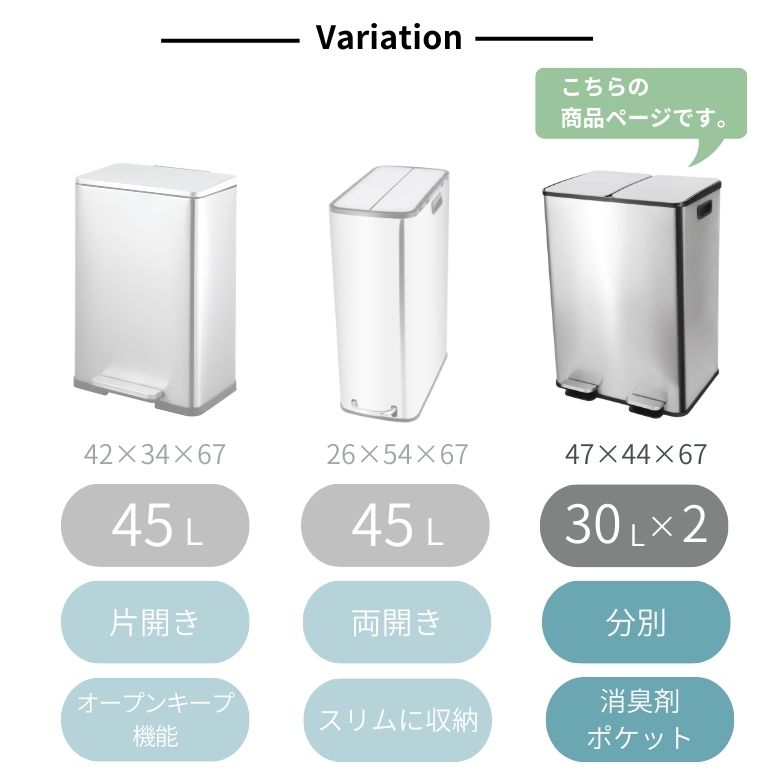 DEPOS レビュー特典付き ゴミ箱 ダストボックス 30L×2個 蓋付き