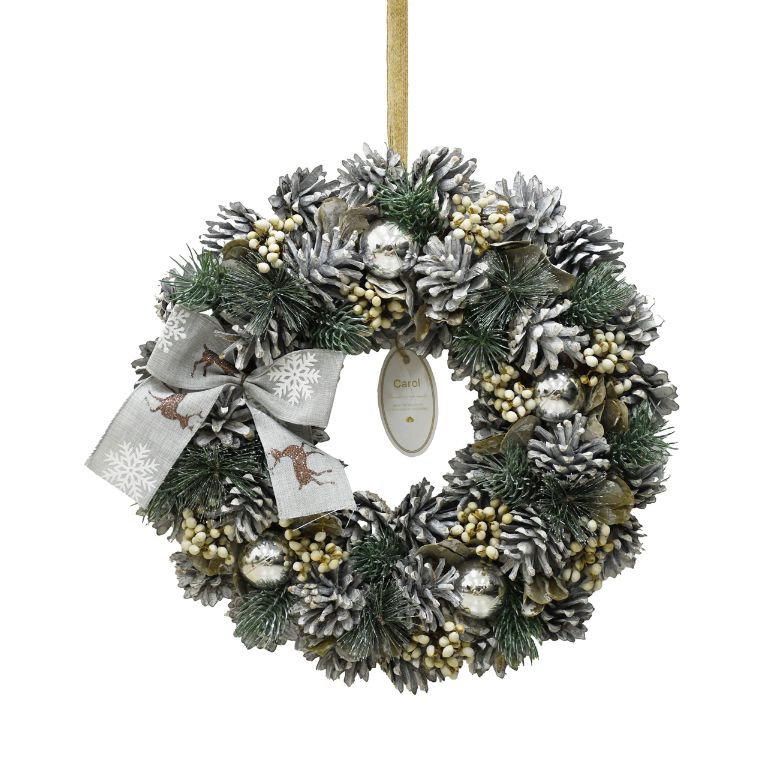 クリスマスリース Xmasキャロル流れて３ W40cm前後リーフ先端迄 クリスマスリース Xmasキャロル流れて3 W40cm前後リーフ先端迄