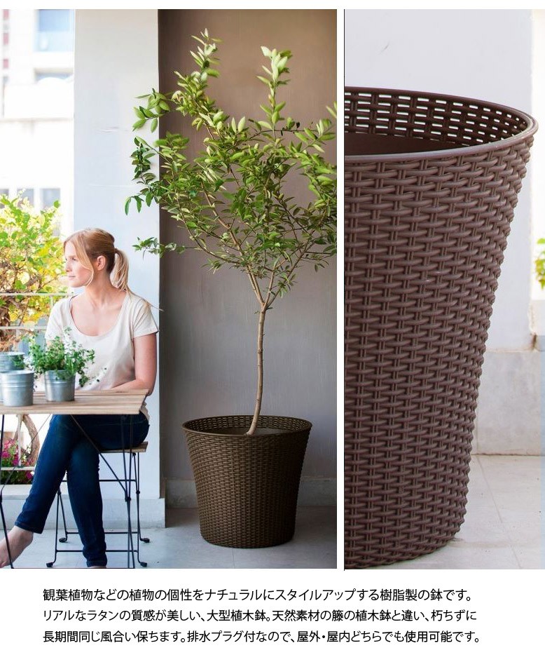 KETER Conic Planter/ラタン調コニックプランター/大型プランター/ケター/軽量/プラスチック/植木鉢/観葉植物/鉢カバー  :4573405813651:DEPOS life style - 通販 - Yahoo!ショッピング