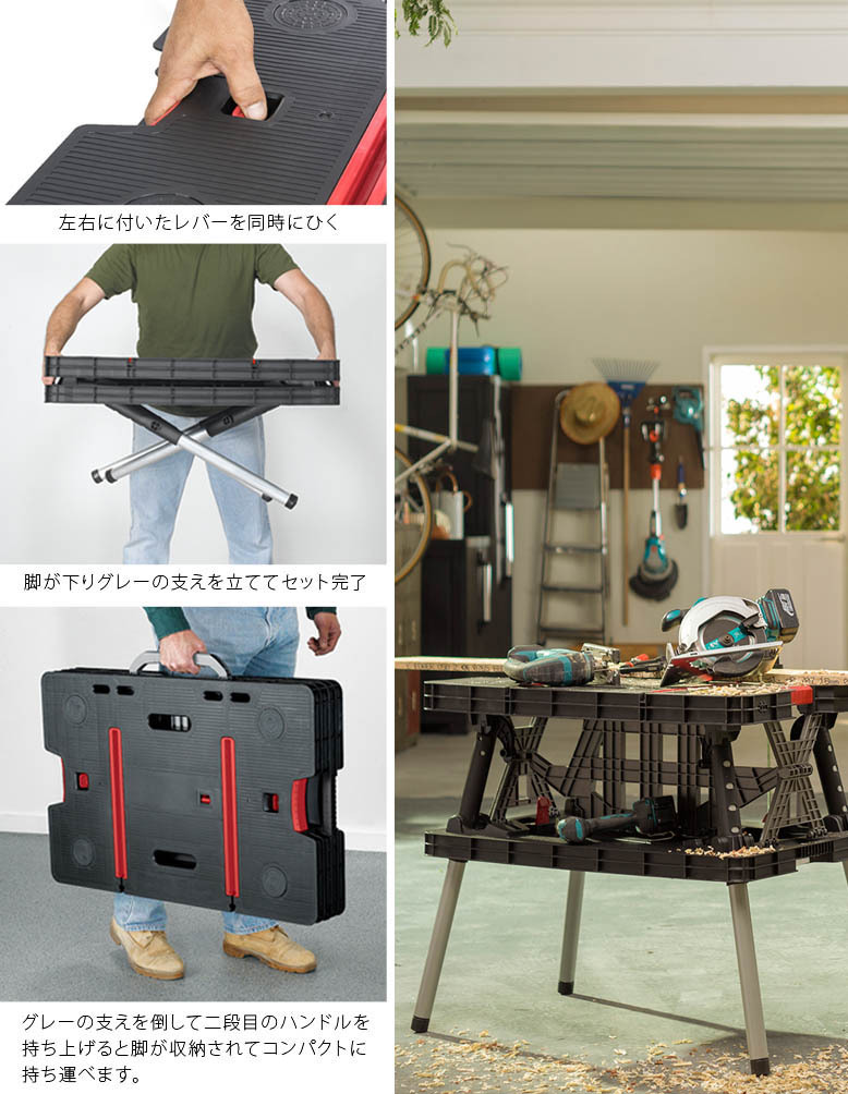 keter Folding Work Table ケター フォールディングワークテーブル ワーキングテーブル 折り畳み テーブル 作業台 DIY  hnw1 : 4573405816867 : DEPOS - 通販 - Yahoo!ショッピング