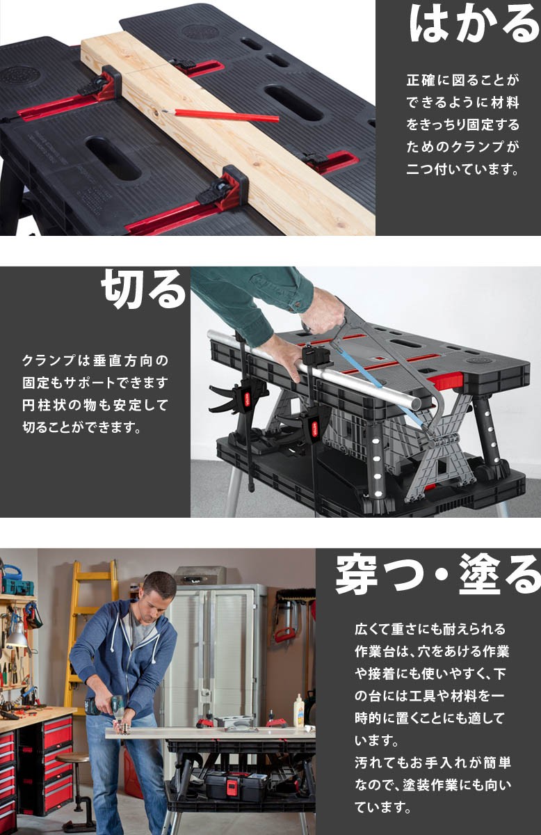 keter Folding Work Table ケター フォールディングワークテーブル ワーキングテーブル 折り畳み テーブル 作業台 DIY  hnw1 : 4573405816867 : DEPOS - 通販 - Yahoo!ショッピング