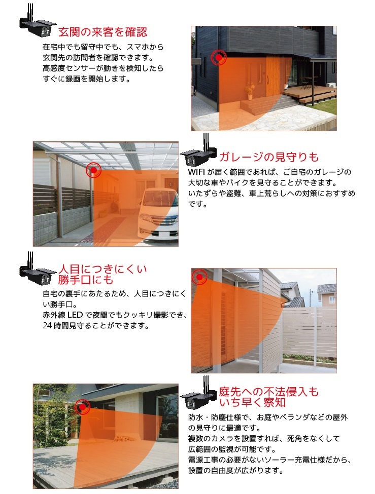 するため 防犯カメラ 暗視 赤外線 電源不要 送料無料 ハンファ ジャパン 通販 Paypayモール 屋外 ワイヤレス 監視カメラ ネットワークカメラ ソーラー充電 太陽光 野外 防水防塵 うことがで