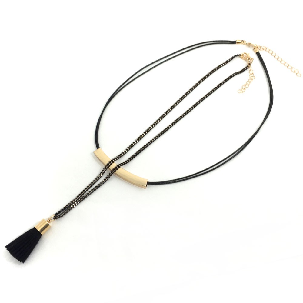 2連フリンジチョーカーネックレス