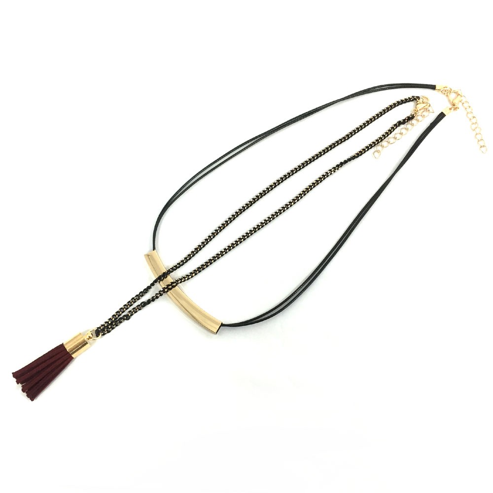 2連フリンジチョーカーネックレス