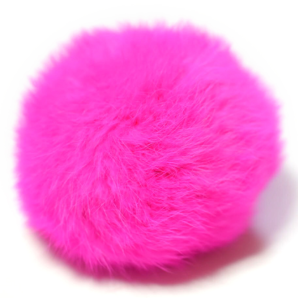 リアル ラビット ファー ポンポン クリップ ピン チャーム 10cm