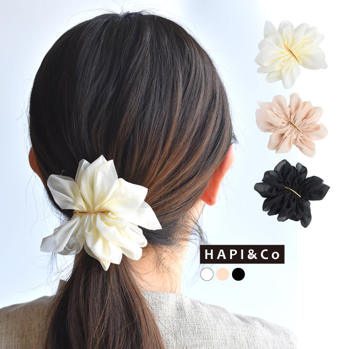 ヘアクリップ シフォン 大きめ ヘアピン シンプル リボン モチーフ 髪