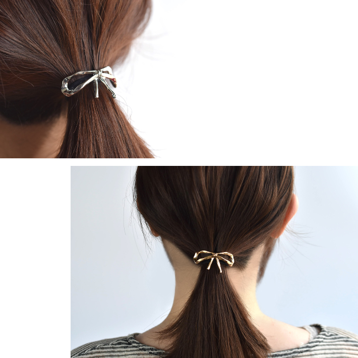 ポニーフック リボン メタル ヘアピン タイト...の詳細画像3