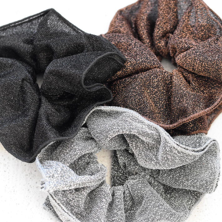 シュシュ キラキラ ラメ 特大 大きめ ヘアゴム 無地 大人 シンプル 髪