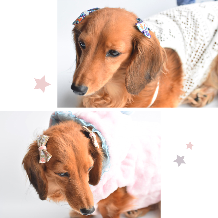 【犬 ヘアアクセサリー】 リボン コーム型 パッチン留め ヘアピン 2点セット F  ポップ ハンドメイド 髪飾り｜hapi-and-co｜18