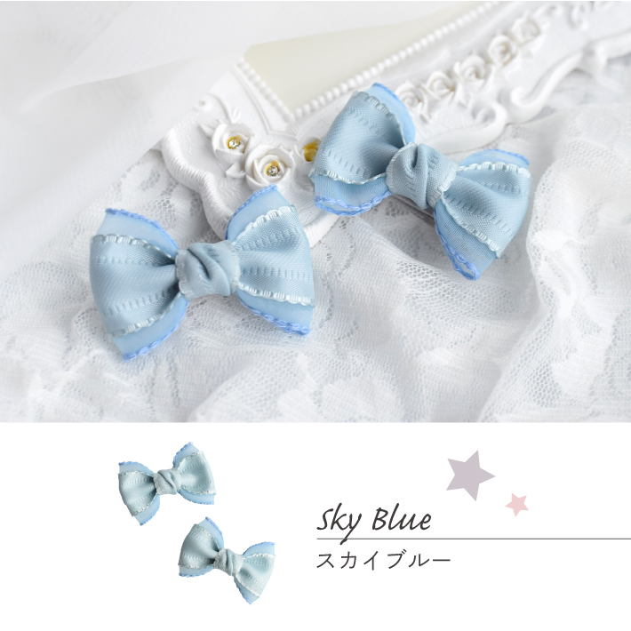 犬 ヘアアクセサリー】シフォン リボン 大きめ ヘアピン 2点