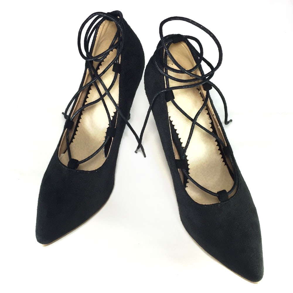 レースアップシューズ パンプス ポインテッド レディース