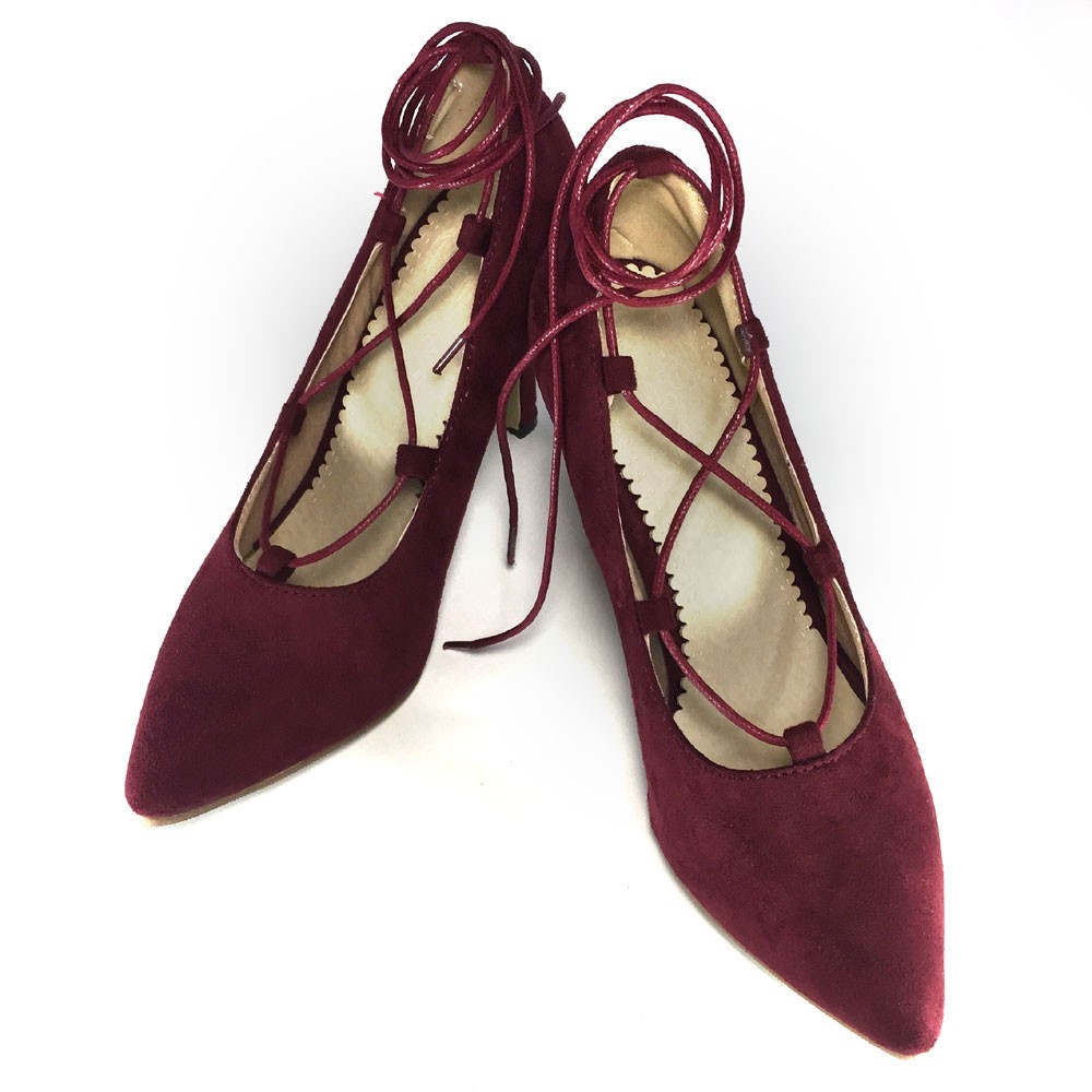 レースアップシューズ パンプス ポインテッド レディース