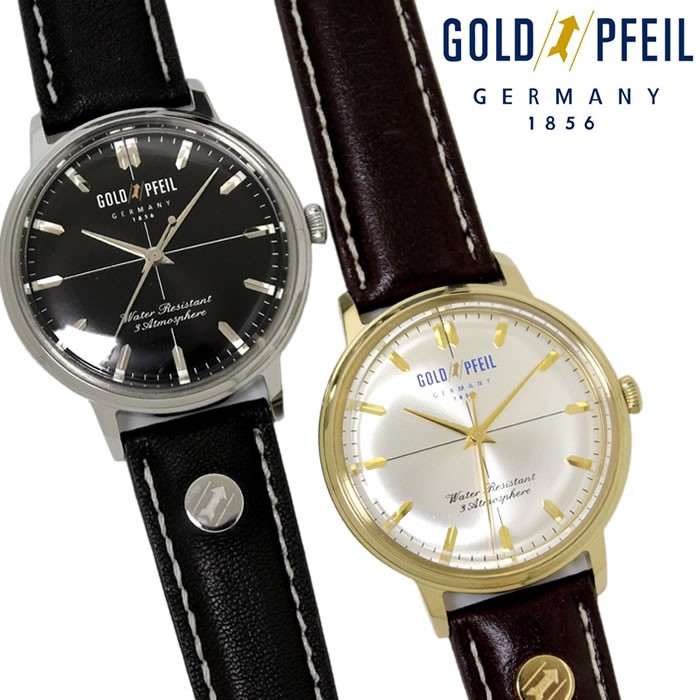 腕時計 メンズ メンズ腕時計 ゴールドファイル 革ベルト ブランド