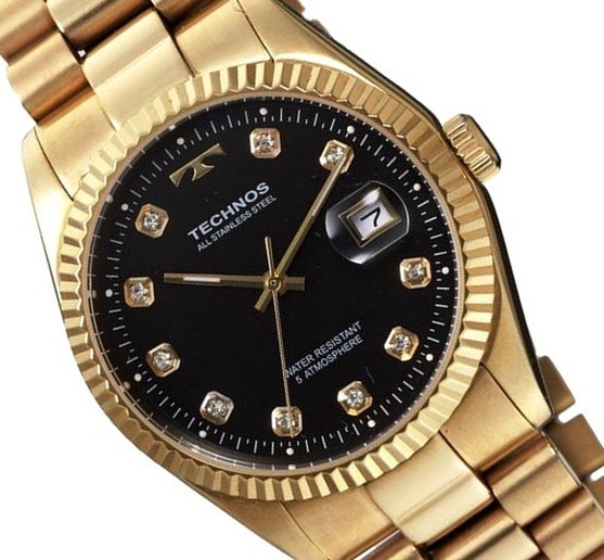【メーカー正規品】TECHNOS テクノス 高級感 腕時計 ラウンド デイト コンビ メンズ クォーツ T9604GB ゴールド