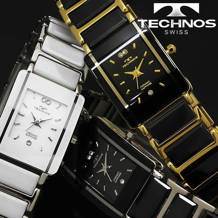 腕時計 レディース 時計 テクノス 防水 TECHNOS セラミック スクエア TSL906