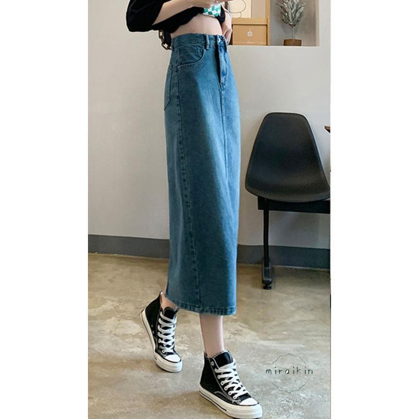 春夏デニムレースロングスカート❤️お出かけ デート 普段着 デニムパンツにレーススカートの 組み合わせがやりたかった