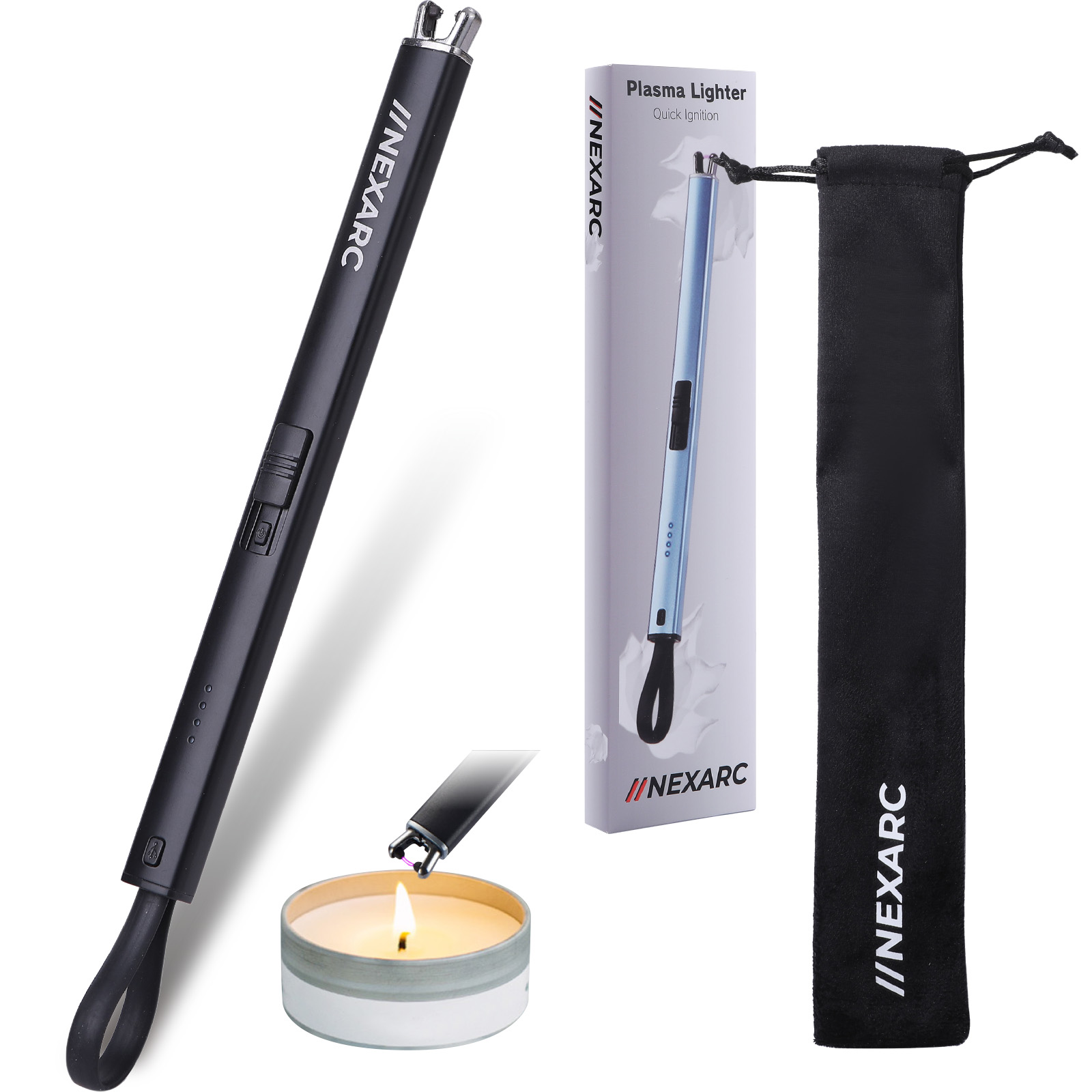 NEXARC 【日本ブランド】 プラズマライター 電子ライター 収納袋付き フックに掛けられる 点火ライター 電気 USBライター 電量表示 充電式  BBQ お墓参り |  | 01