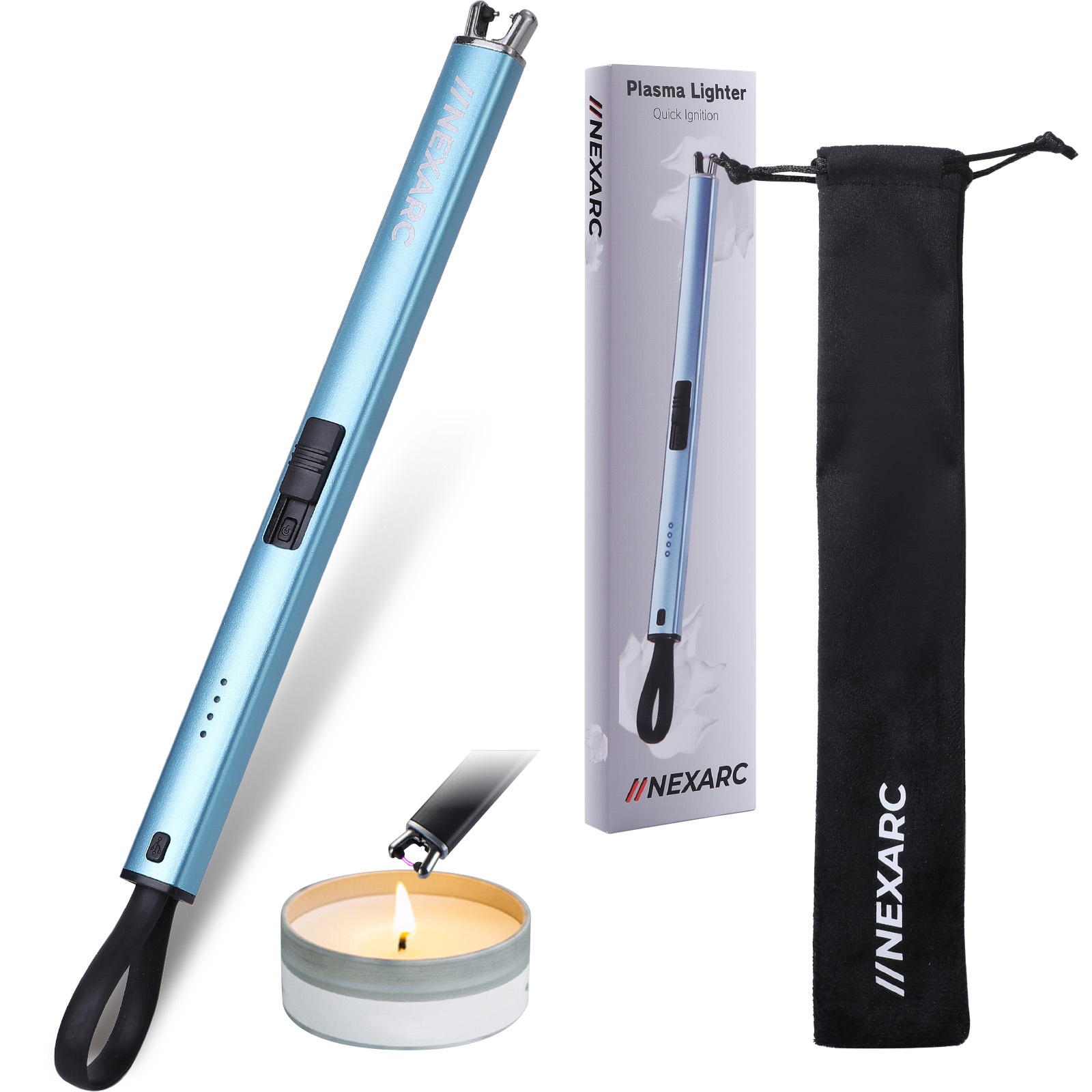 NEXARC 【日本ブランド】 プラズマライター 電子ライター 収納袋付き フックに掛けられる 点火ライター 電気 USBライター 電量表示 充電式  BBQ お墓参り |  | 02