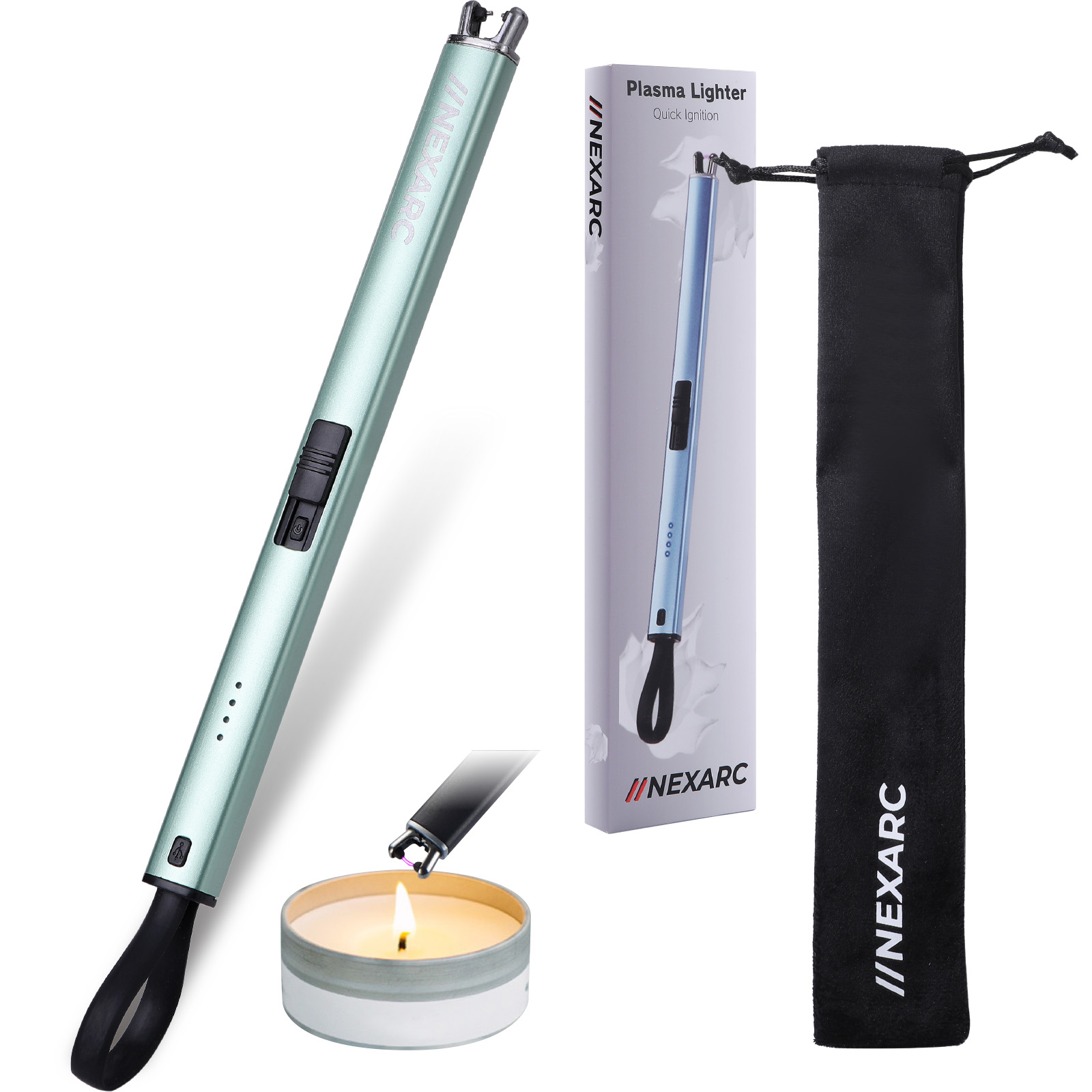 NEXARC 【日本ブランド】 プラズマライター 電子ライター 収納袋付き フックに掛けられる 点火ライター 電気 USBライター 電量表示 充電式  BBQ お墓参り |  | 03