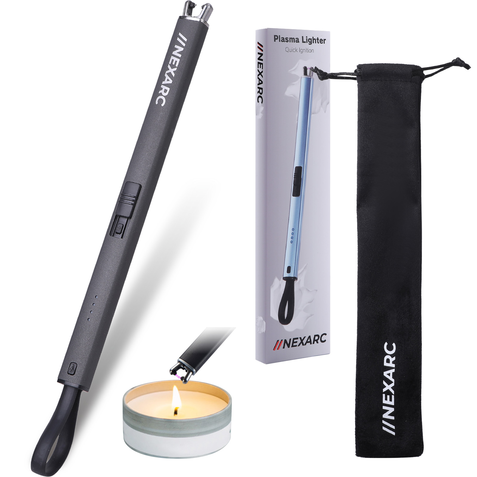 NEXARC 【日本ブランド】 プラズマライター 電子ライター 収納袋付き フックに掛けられる 点火ライター 電気 USBライター 電量表示 充電式  BBQ お墓参り |  | 04
