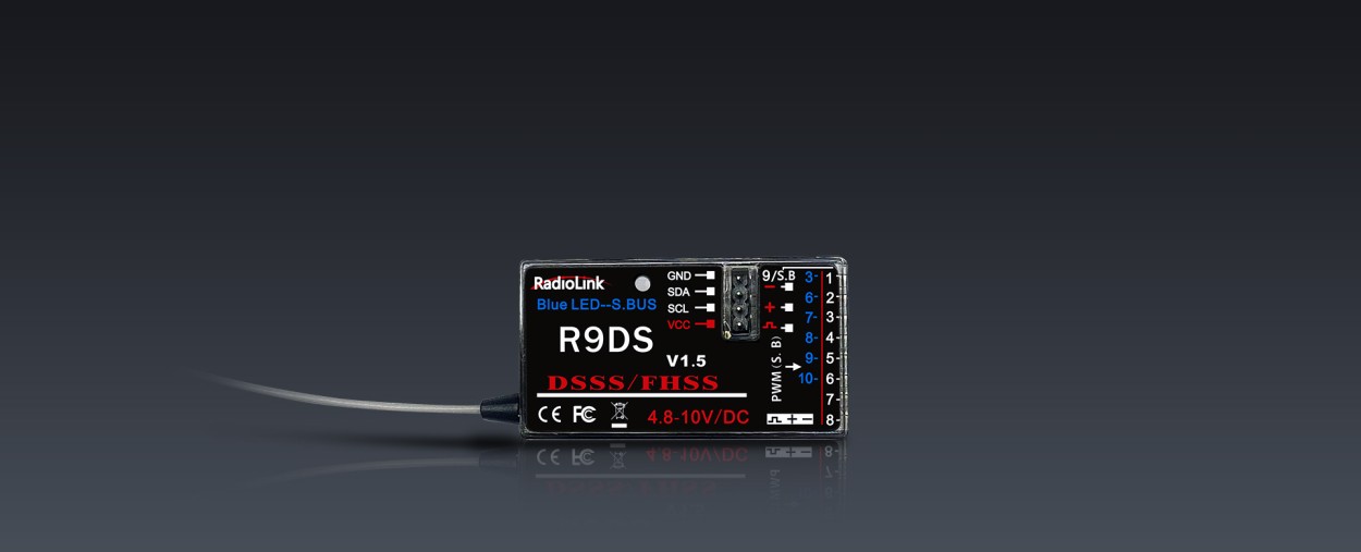 Radiolink R9DS 2.4G 9CH 受信機 FHSS DSSS 適用AT9S AT9 AT10
