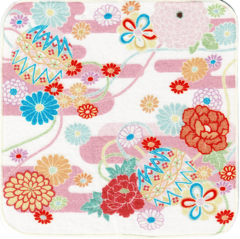 114 タオル ガーゼ ハンカチ お花 フラワー3枚セット アップリケ