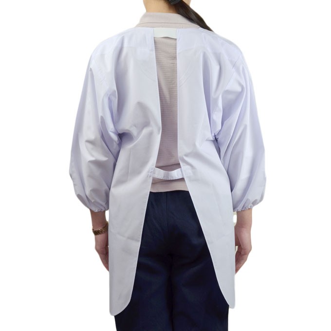 エプロン 白 割烹着 シンプル レディース メンズ 男女兼用 M/L/LL 背面