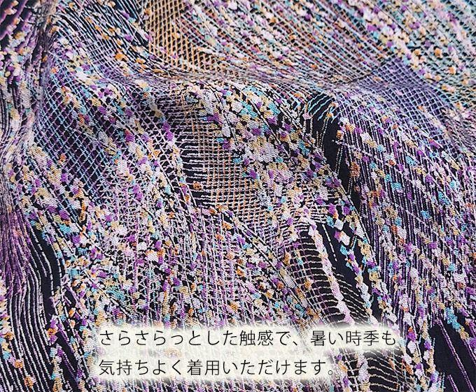 ちりめんスモック 前開き 綿100% 日本製 M/L/LL 詳細２