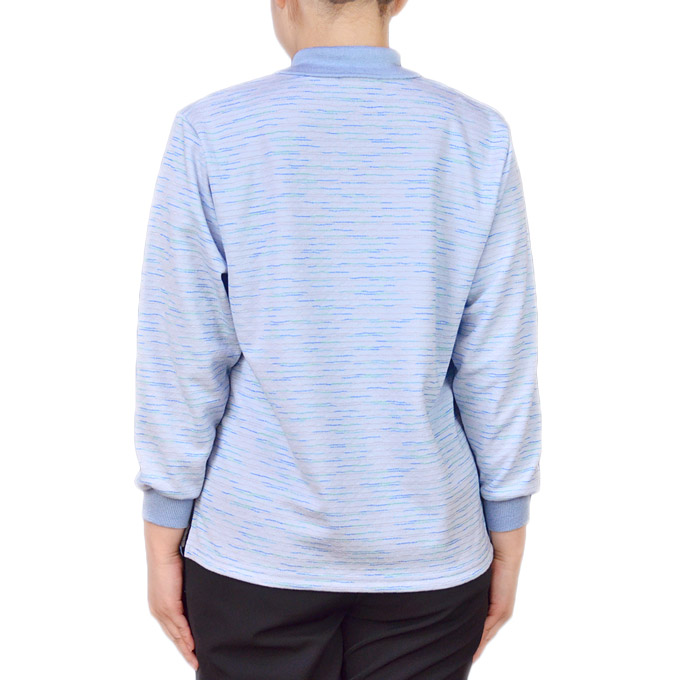 ロングシーズン快適な綿混素材の長袖ポロシャツ 背面